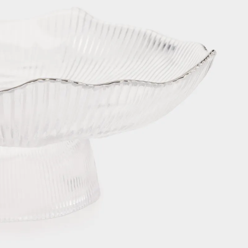 Dish on a leg, 23x9 cm, glass R, with silver edging, Argos silver, image-3