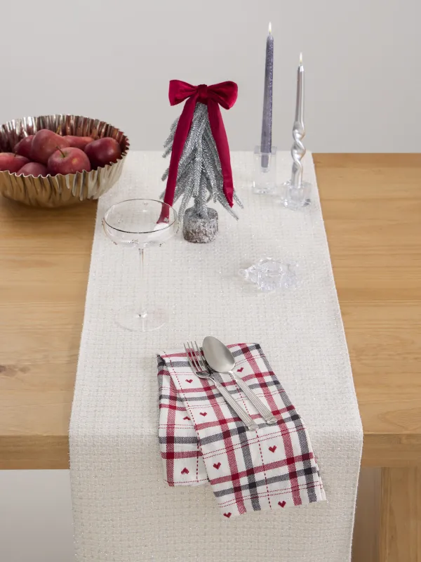 Table runner, 40x160 cm, polyester, white, Silver cage, Cage silver, image-3