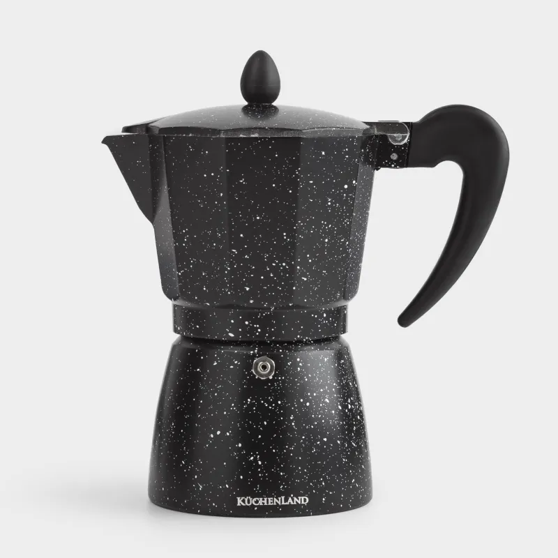 Geyser coffee maker, 300 ml, metal / plastic, black, speckled, Espresso