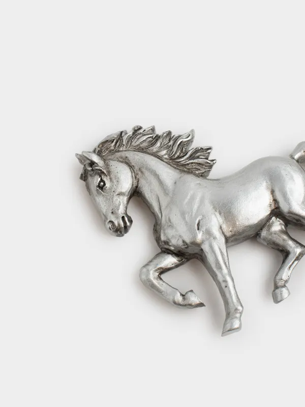 Magnet, 8 cm, polyresin, silver, Horse, Horse silver, image-1