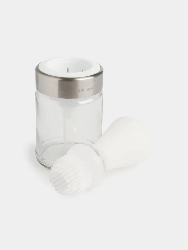 Oil container, 100 ml, with brush, glass / silicone, Comfort light, image-1