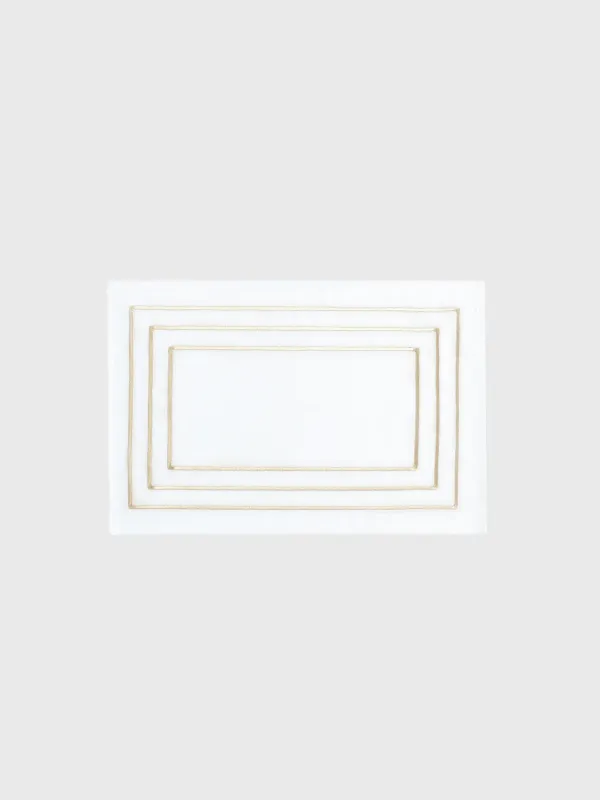 Placemat, 30x45 cm, 2 pcs, polyester, rectangular, white, Lines, Trim gold, image-0
