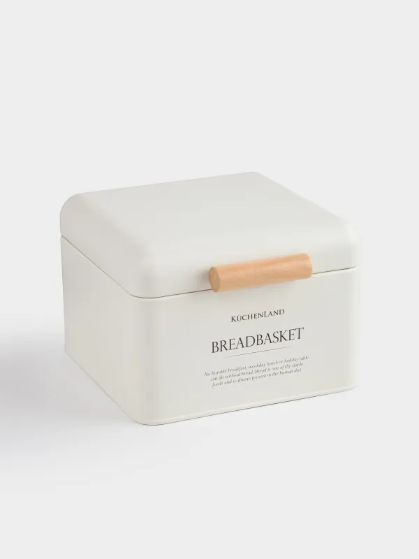 Bread box, 20x20x14 cm, metal / wood, square, dairy, Breadbasket, Course, image-1