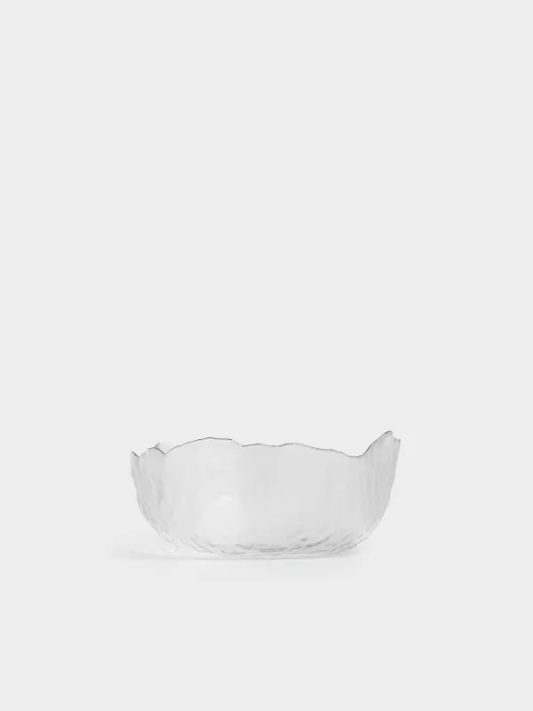 Salad bowl, 20x9 cm, 1,1 l, glass, with silver edging, Nautilus silver, image-2