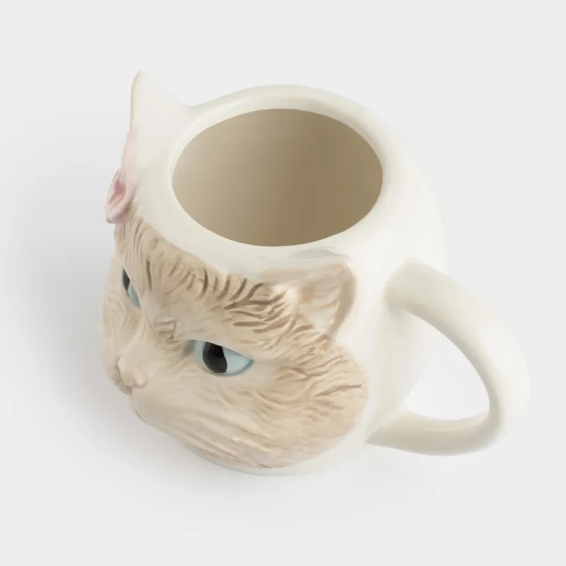 Mug, 480 ml, ceramic, milky beige, Cat, Cat, image-1