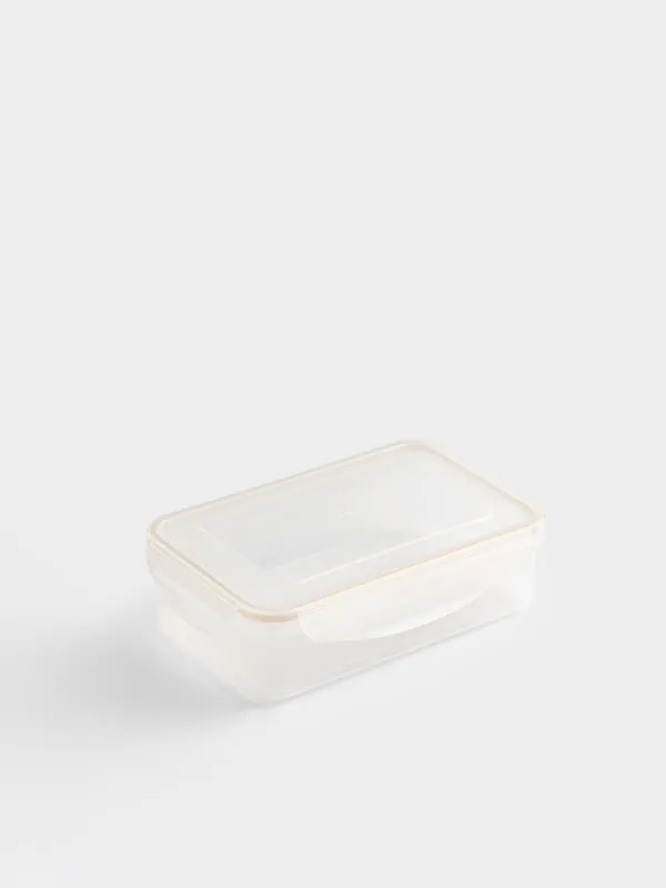 Container, 800 ml, with clips, plastic / silicone, rectangular, beige, Roomy clip, image-3