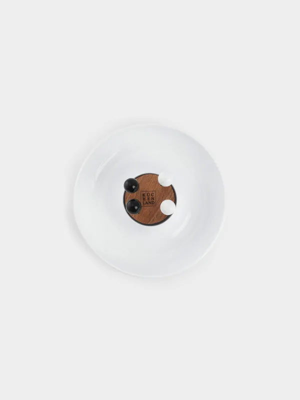 Appetizer dish, 23 cm, with skewers, porcelain P / wood, white / black, B&amp;amp;W, image-1