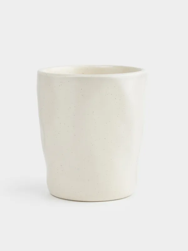 Glass, 10 cm, 300 ml, ceramic, milky, Crumpled effect, Crumple creme, image-0