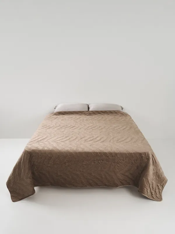 Bedspread, 220x240 cm, quilted, velvet/microfiber, brown, Stitch velvet, image-4