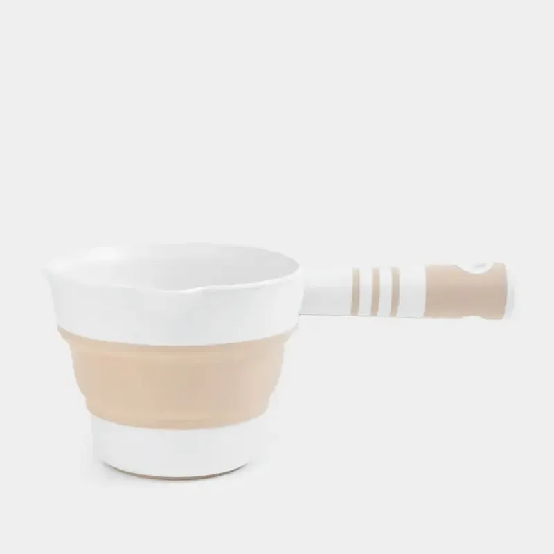 Saucepan, 15 cm, 1 L, foldable, plastic / rubber, beige, Foldaway