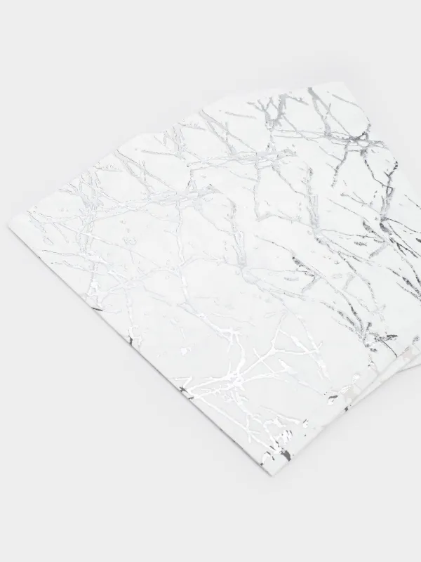 Paper napkins, 33x33 cm, 20 pcs, rectangular, white, Silver marble, Maniera, image-3