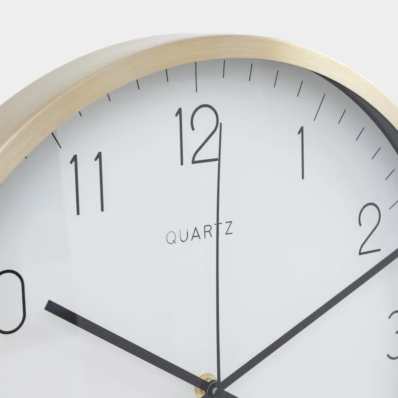 Wall clock, 35 cm, with display, metal / glass, round, golden white, Dial, image-3