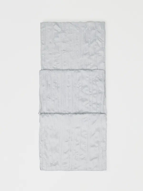 Table runner, 40x160 cm, polyester, light gray, Crumpled effect, Dented, image-0