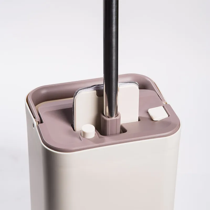 Mop with bucket, with spin and cleaning, rectangular, white-purple, Mop, image-9