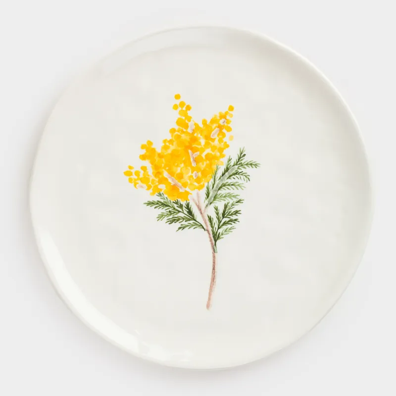 Dish, 24 cm, ceramic, white, Mimosa, Crumple print