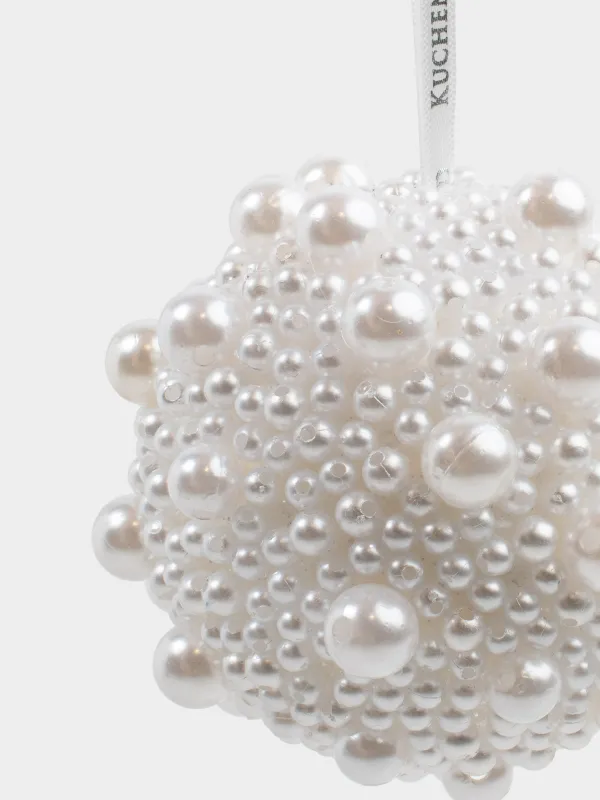 Christmas tree toy, 8 cm, foam/plastic, champagne, Ball in beads, Ball sparkle, image-1