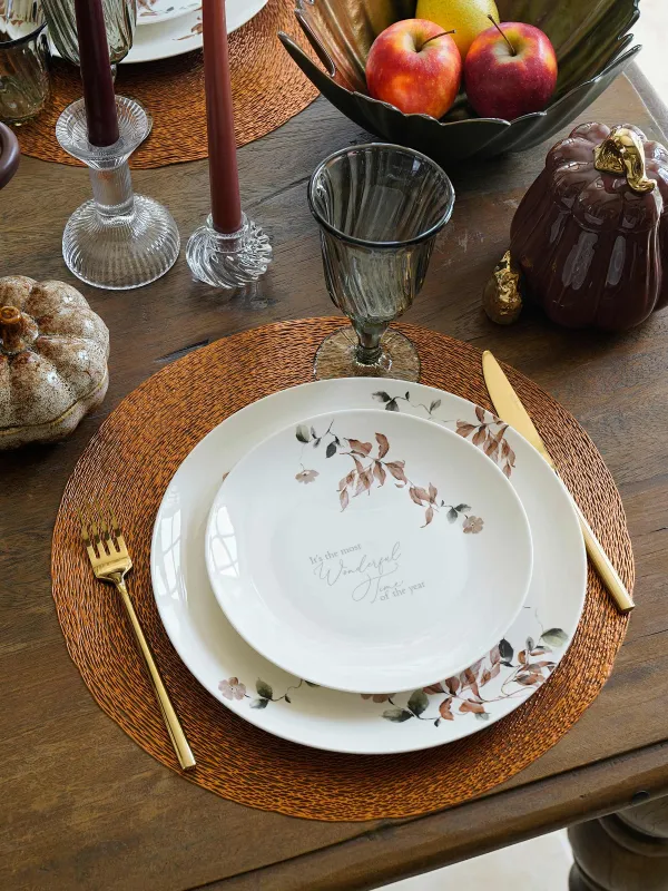 Snack plate, 20 cm, 2 pcs, porcelain N, Autumn flowers, Refined floral, image-6