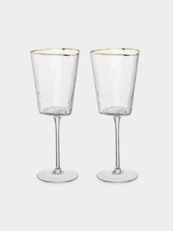 Drinking glass, 300 ml, 2 pcs, glass, with golden edging, Triangle Gold, image-0
