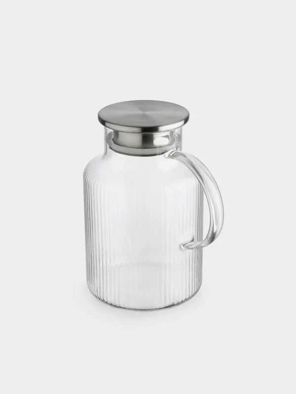 Jug, 1,7 l, with filter cap, used glass / steel, Ribby, image-1