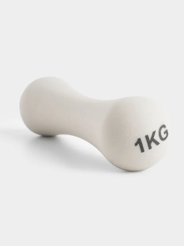 Fitness dumbbell, 1 kg, metal / PVC, beige, Sport, image-4