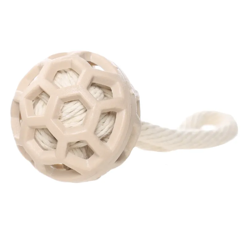 Dog toy, 7x21 cm, rubber / cotton, beige, Ball on loop, P; ayful pet