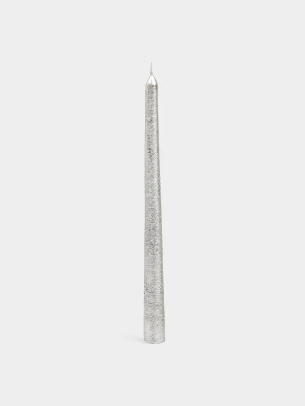 Candle, 25 cm, thin, silver, Galore candle, image-0