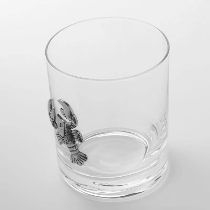 Whiskey glass, 10 cm, 340 ml, glass / metal, silver, Cancer, Zodiac, image-1