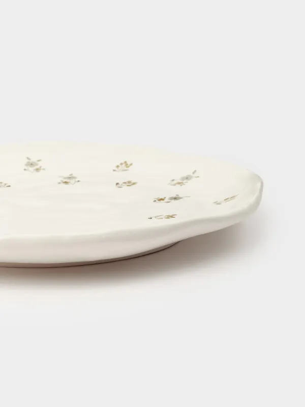 Dish, 23 cm, ceramic, milk, Vintage flowers, La flore, image-2