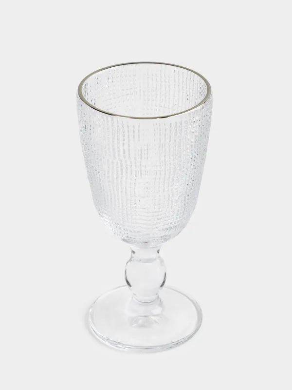 Drinking glass, 260 ml, glass, with silver edging, Grain silver, image-1