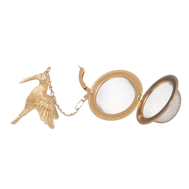 Tea strainer, 5 cm, polyresin / metal, golden, Hummingbird, Paradise garden, image-1