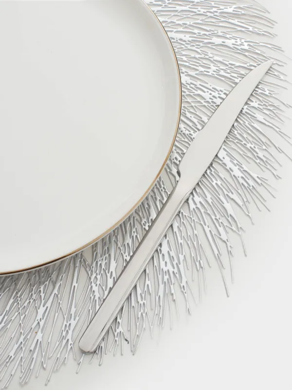 Placemats, 38 cm, PVC, round, silver, Azhur Grid, image-5