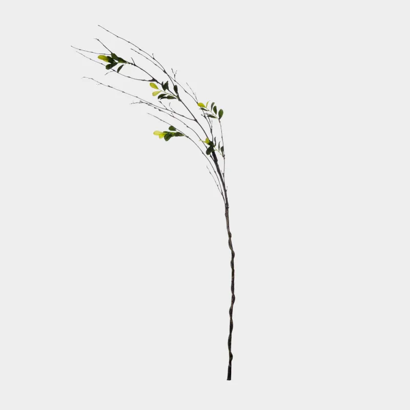 Decorative branch, 1.3 m, plastic / polyester, Yellow flowers, Leaves decor