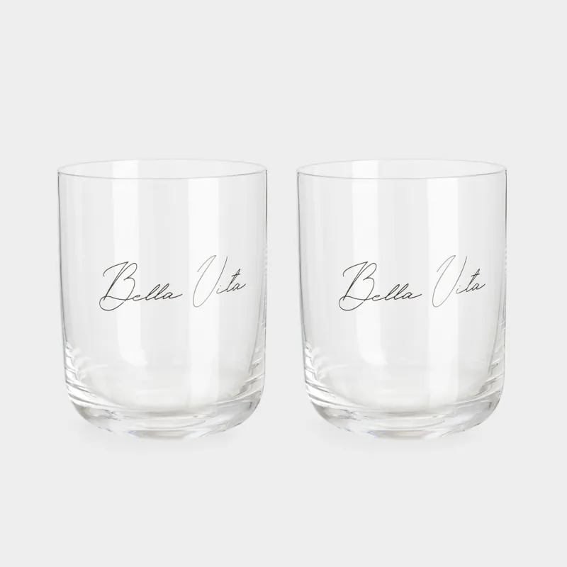 Glass, 10 cm, 380 ml, 2 pcs, crystal glass, Bella Vita, Foligno                  