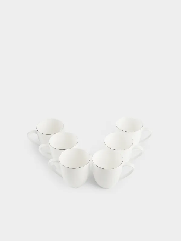 Mug, 450 ml, 6 pcs, porcelain F, white, Ideal silver, image-2