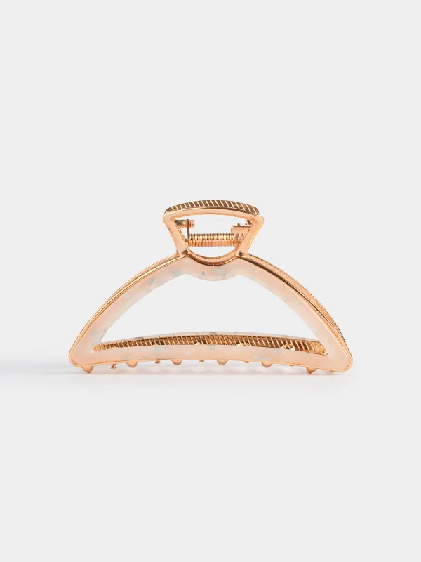 Hair clip, 10 cm, acrylic / metal, gold, Crab, Glam, image-0