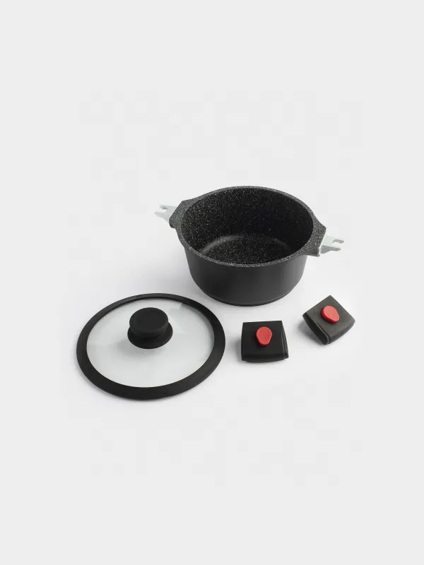 Pot, 20 cm, 2.5 l, with lid, removable handles, coated, aluminum, Solution Red 2, image-5