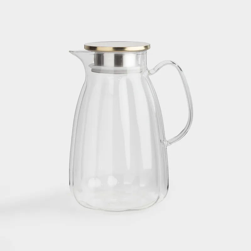 Jug, 2.1 l, with filter cap, glass B / steel, Ledge