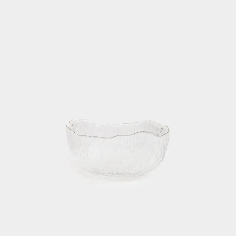 Salad bowl, 17x8 cm, 900 ml, glass R, with silver edging, Argos silver