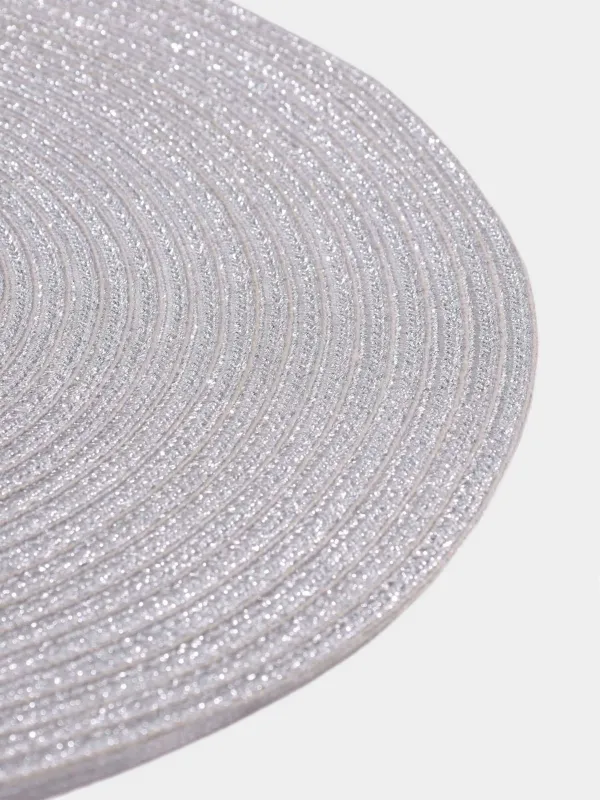 Instrument napkin, 38 cm, polyester, round, silver, Rotary shine, image-1