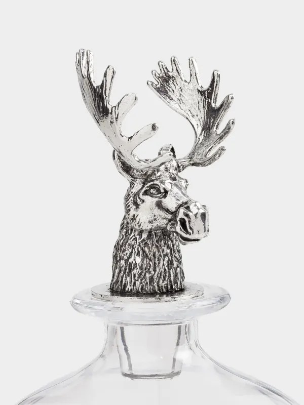 Drink set, 4 persons, 5 items, decanter/stacks, glass / metal, forest animals, Lux elements, image-3
