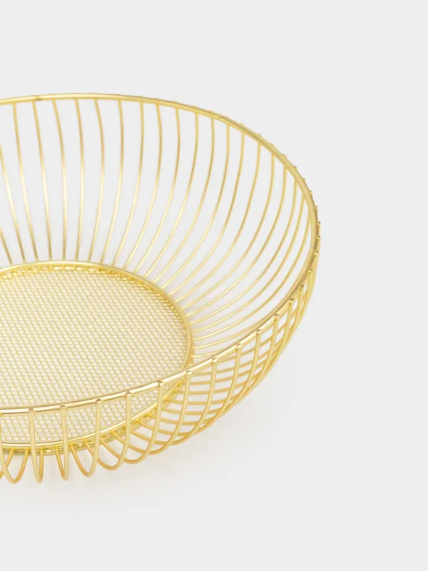 Fruit basket, 25 cm, metal, golden, Twist gold, image-2