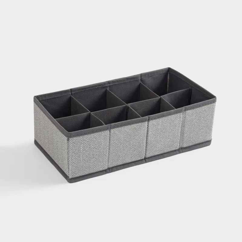 Organizer-divider for drawers, 32x16 cm, 8 units, textile, gray, Pedant new