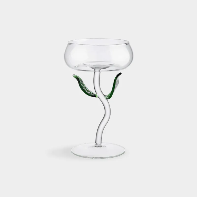 Drinking glass, 240 ml, glass B, Green leaves, Shape