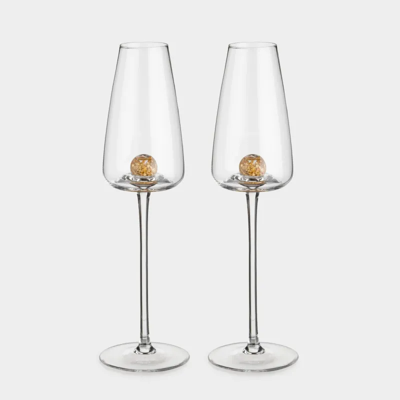 Drinking glass, 270 ml, 2 pcs, Crystal glass, Amber ball, Sorento