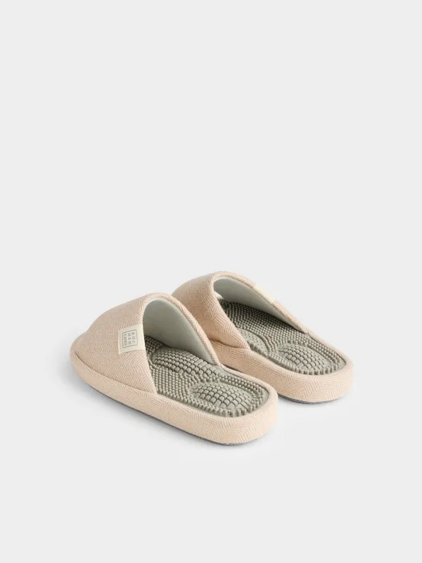 Women's slippers, home, p. 36-37, polyester / rubber, beige, Lint, image-5