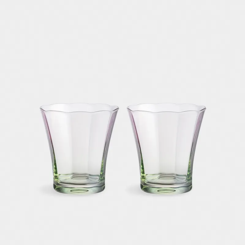 Glass, cm, 330 ml, 2 pcs, glass, purple-green, Flevertino