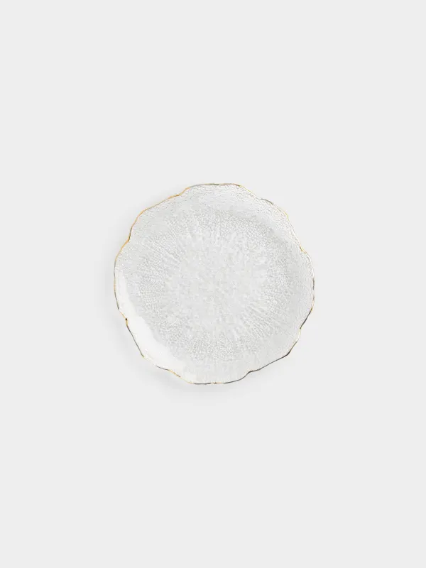 Snack plate, 21 cm, glass, with golden edging, Berg, image-0