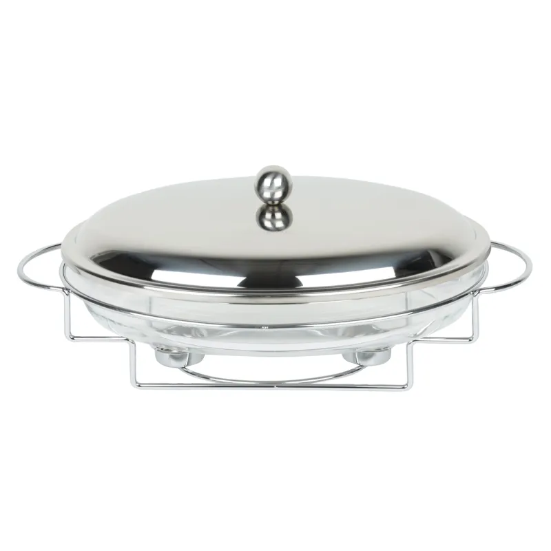 Heated dish, 35x24 cm, glass T / metal, Oval, Classic