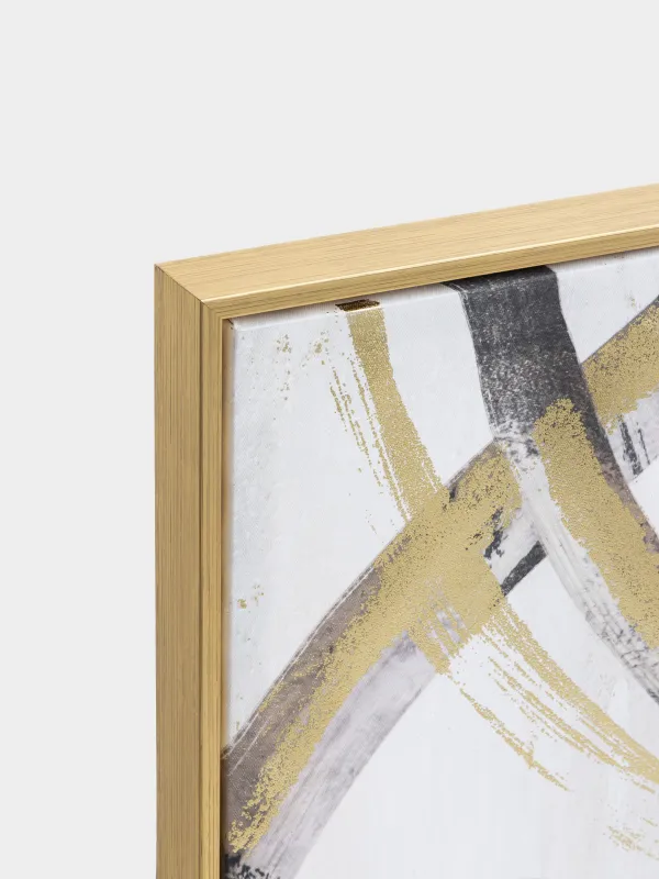 Framed painting, 78x103 cm, golden brown canvas, Abstract lines, Abstract, image-2