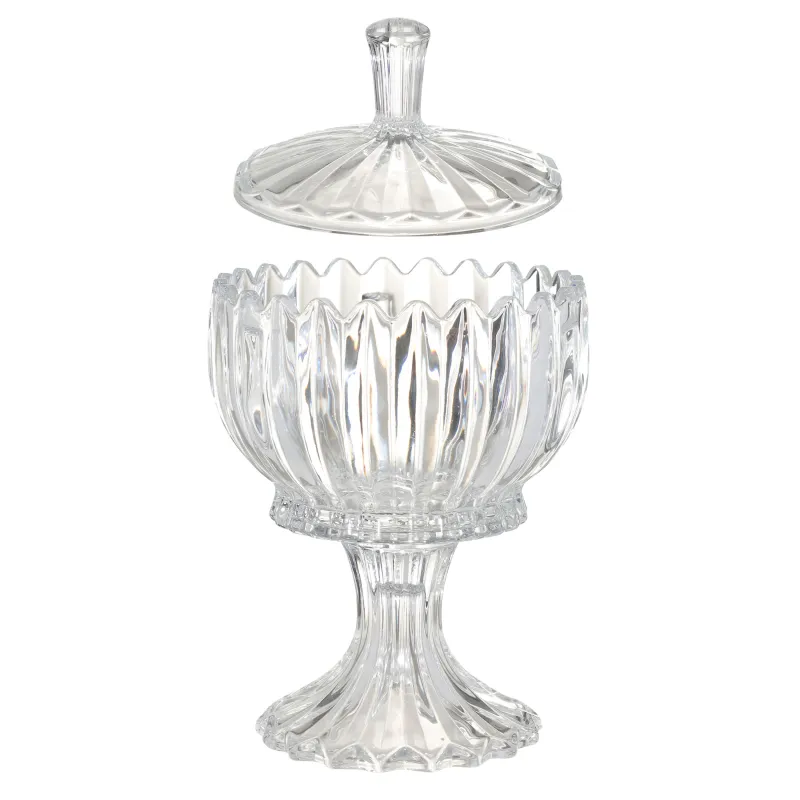 Candy bowl, 24x16 cm, on the leg, with lid, glass P, Alpine, image-1